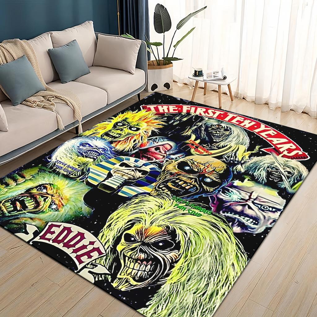 3D I-RON M-Maidens Meital Band Carpet Rug for Living Room Bedroom Home Sofa Decoration,Kids Play Non-slip Floor Mat