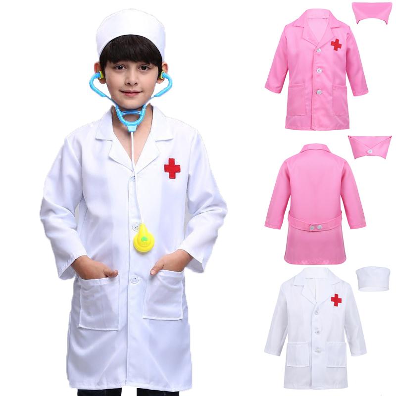 Fancy Doctor Coat Dress Up Costume Kids Boys Girls Nurse Paramedic Scrub Uniform