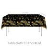 Black Gold New Year Party Set: Disposable Plates, Cups, Napkins & Decorations