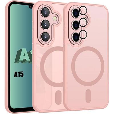 Case for Samsung Galaxy A15 4G/5G, Shockproof with Magnetic Ring and Camera Protection - Pink