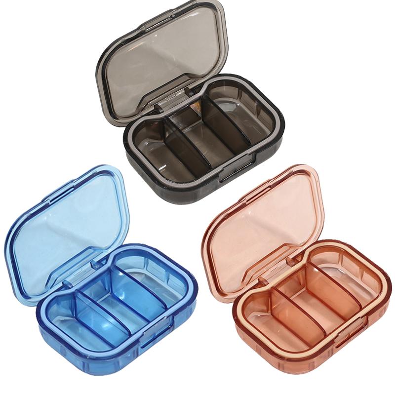 1/2/3pcs 3-Compartment Waterproof Pill Organizer Box Portable Mini Plastic Medicine Case Dustproof Compact Storage