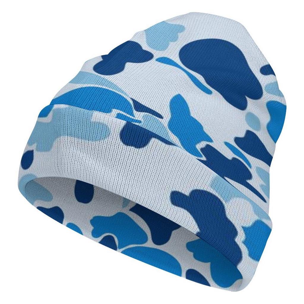 Factory Hot Custom logo pink Camo Print Cuffed Beanie Men Women Cloud Camo Cap Outdoor Camouflage Knitted Hat for Daily Wear
