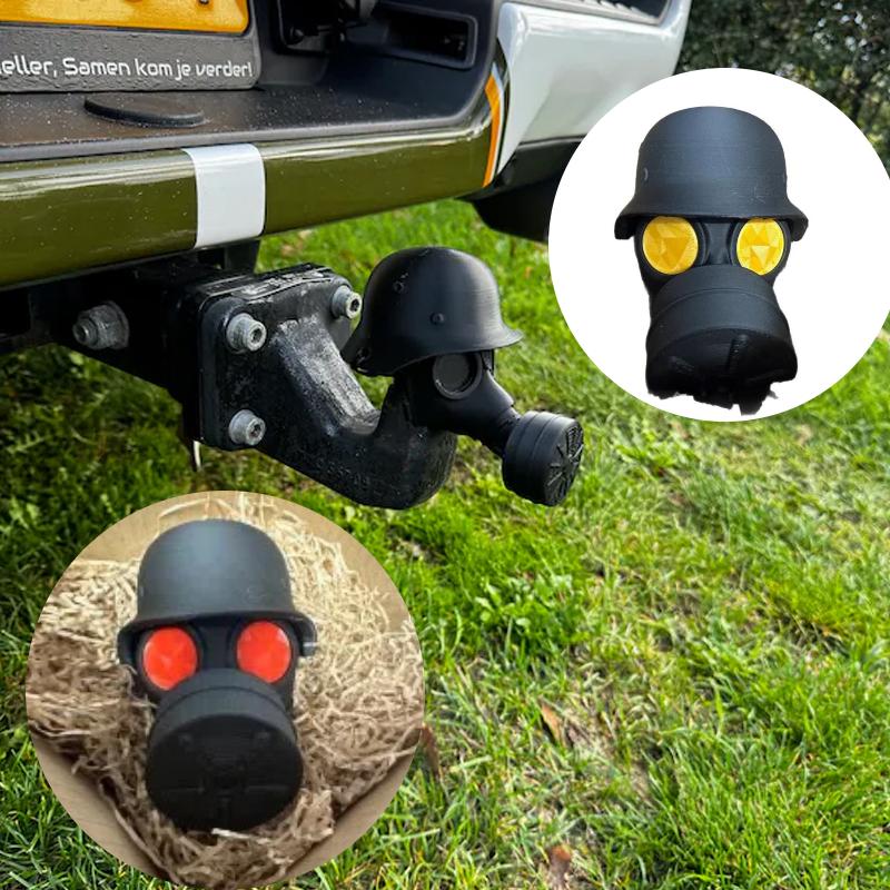 Trailer Hitch Cover With Steel Helmet And Gas Mask 3d Printed Trailer Hitch Ball Cover Prevent Receiver Tube From Rusting