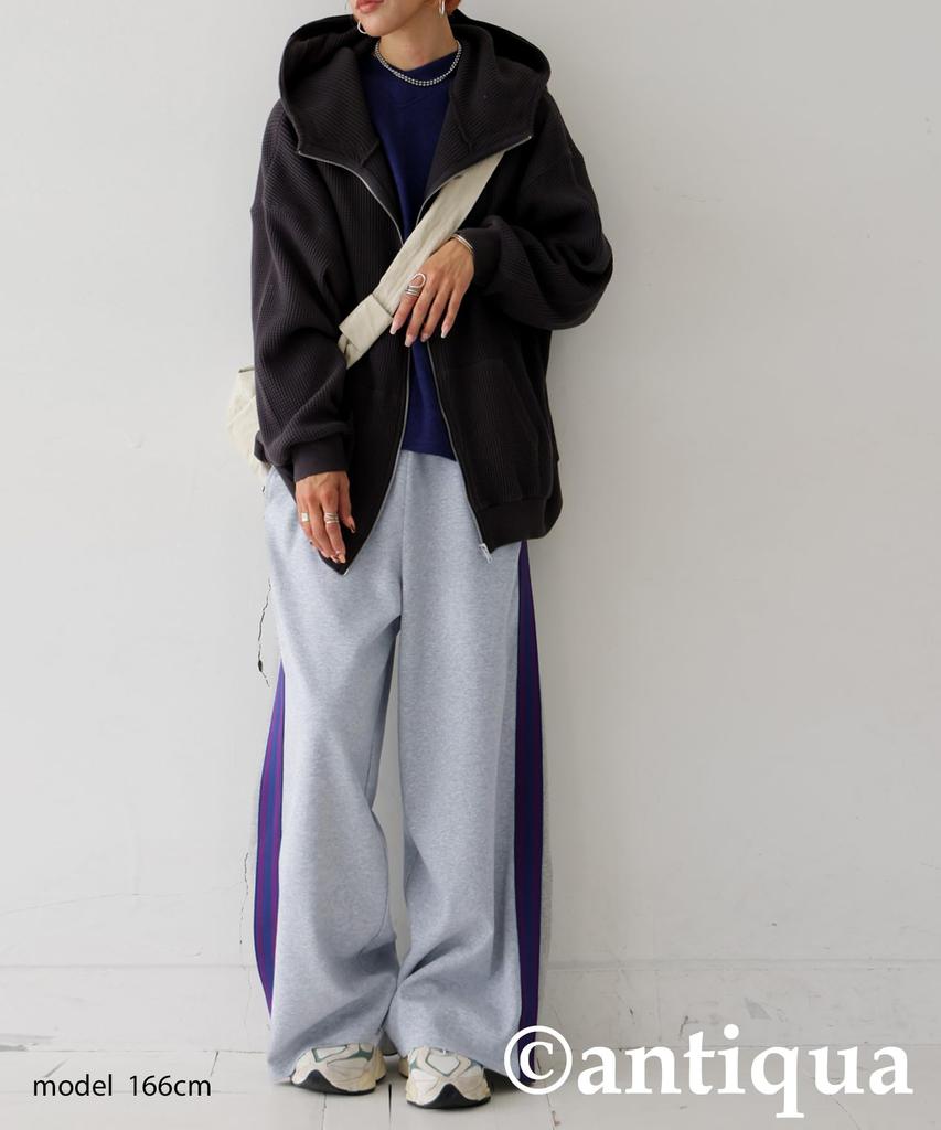 Antiqua Lange und Einheitsgröße Graue Damen-Hose mit Farbstreifen, Weit, NA-00489, 15,