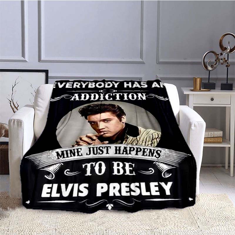Various Styles of E-Elvis Pattern 3D Printed Rock Singer Sofa Blankets, Suitable for Adult and Children's Bedrooms and Living
