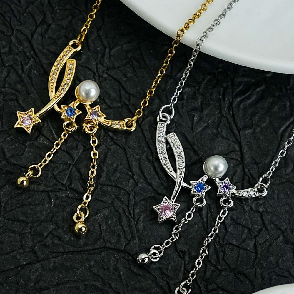 2026 New Y2K Pearl Pendant Necklaces Women Colorful Star Tassel Necklaces Luxury Sweet Elegant Party Banquet Jewelry Accessories