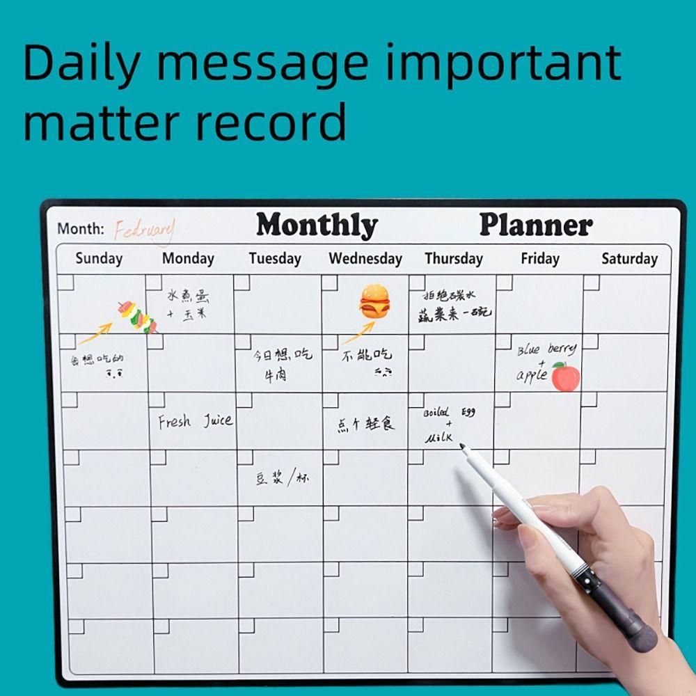 1ks Záznam Zpráva Měsíční plánovač Whiteboard S/L Calendar Board Kitchen Decor