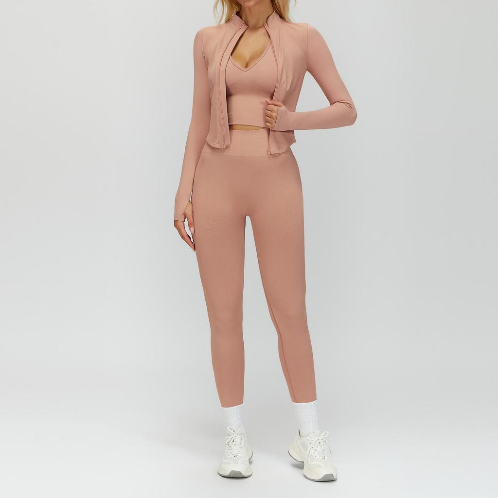 Damen Racerback Geripptes Yoga-Set: Nahtlose Taillenformende & Hüfthebende Fitnessbekleidung