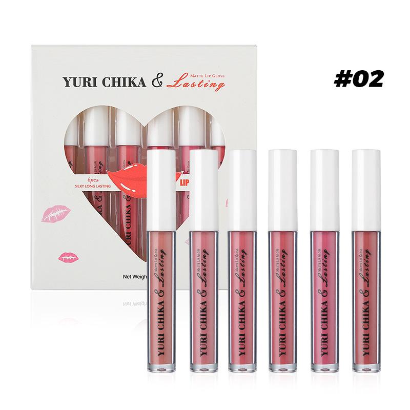 

JYL YURI CHIKA Lipstick Matte Liquid Lipstick Genuine 6-piece Lip Gloss Glaze Set B тілесний