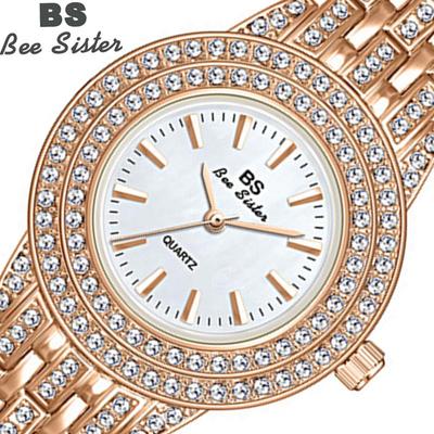 BEE SISTER BS Orologio da polso da donna con diamanti Orologio da donna in oro con diamanti e cristalli Orologi al quarzo in acciaio inossidabile e argento FA1578