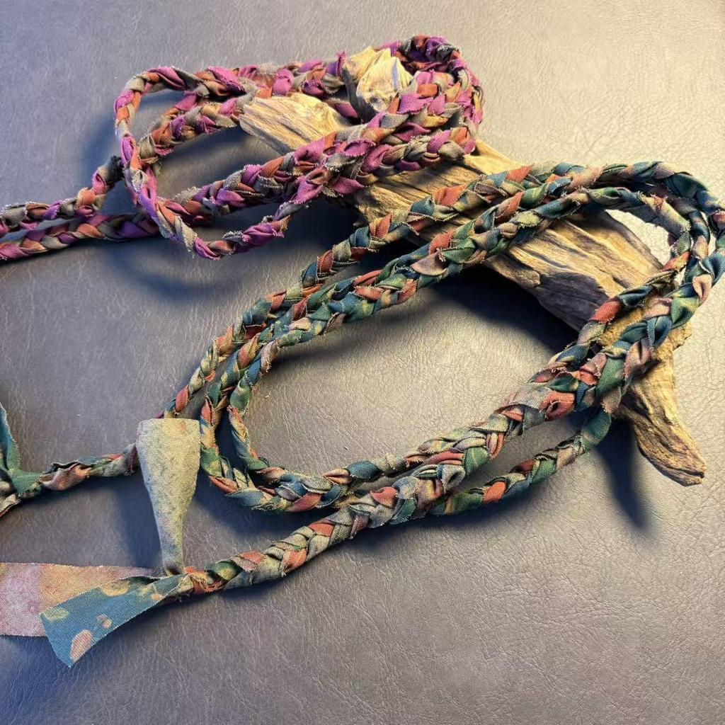 Cintura Artistica in Cotone e Lino Tessuta a Mano da Donna - Versatile, Decorazione Vita a Tre Usi.