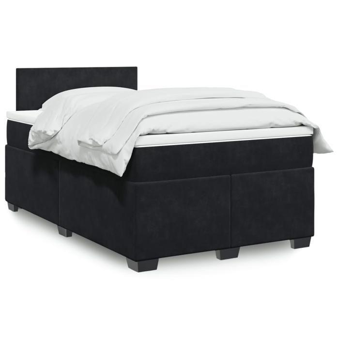 VidaXL Sommier à lattes de lit avec matelas Noir 120x200 cm Velours, lit, lit à plate-forme, lit à panneaux, meuble de 3288578
