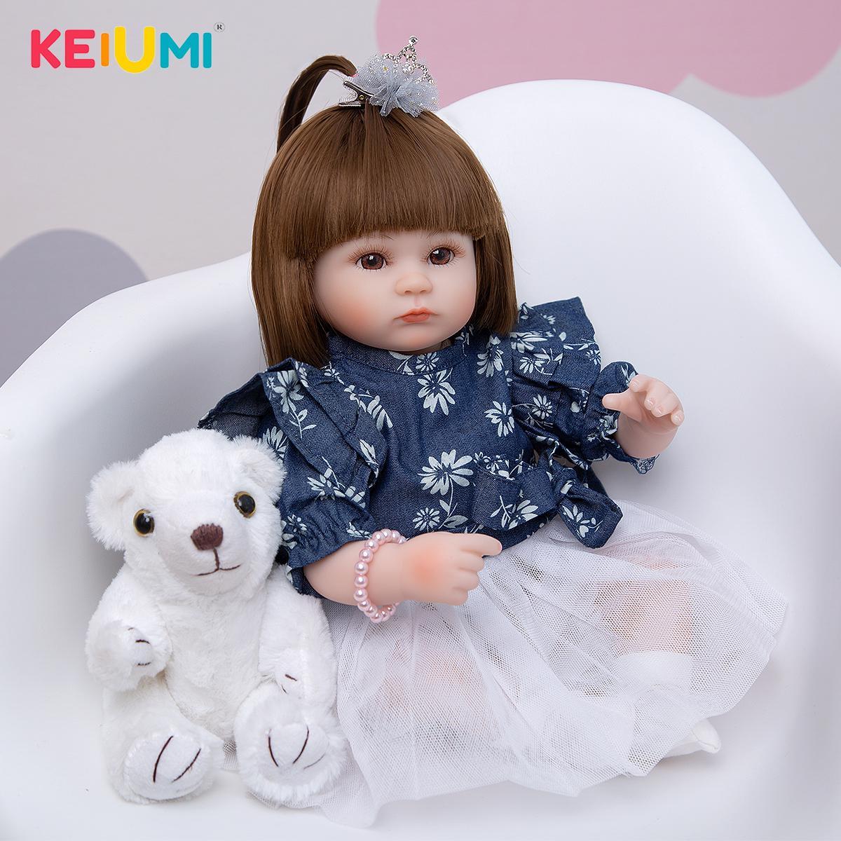 

KEIMUMI 17 дюймовый Возрожденный Baby Doll Kids Многие аксессуары для девушки День рождения настоящее реалистичные мягкие сенсорные фаршированные куклы