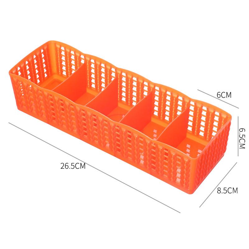 

Органайзер для шкафа в общежитии для носков, ящик для хранения нижнего белья, 5 ячеек, пластиковый органайзер для бюстгальтеров, ящик для хранения, дорожный органайзер оранжевый