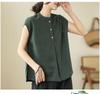 Women's Plus Size Linen Cotton Sleeveless Summer Top - Loose Fit for Middle-Aged & Elderly