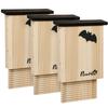 Set of 3 Outdoor Fir Wood Bat Houses. 25x6x37.5cm. Natural