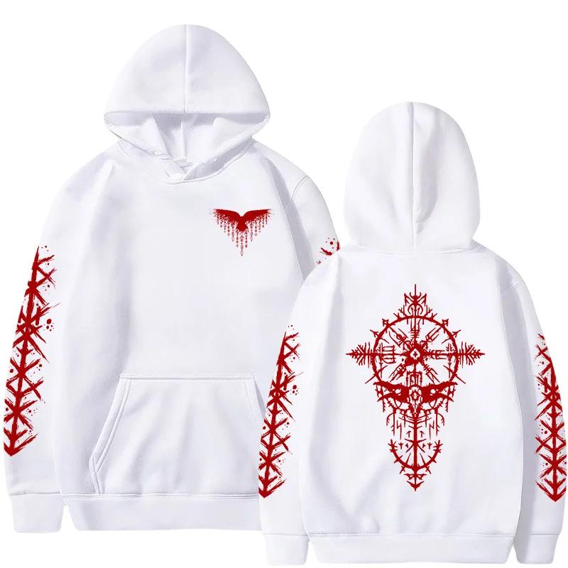 2025 Hot Sale Hoodie for Man Autumn Winter Daily Casual Sporty Jogging Sweatshirt Raven Rune Pattern Fashion Pullover