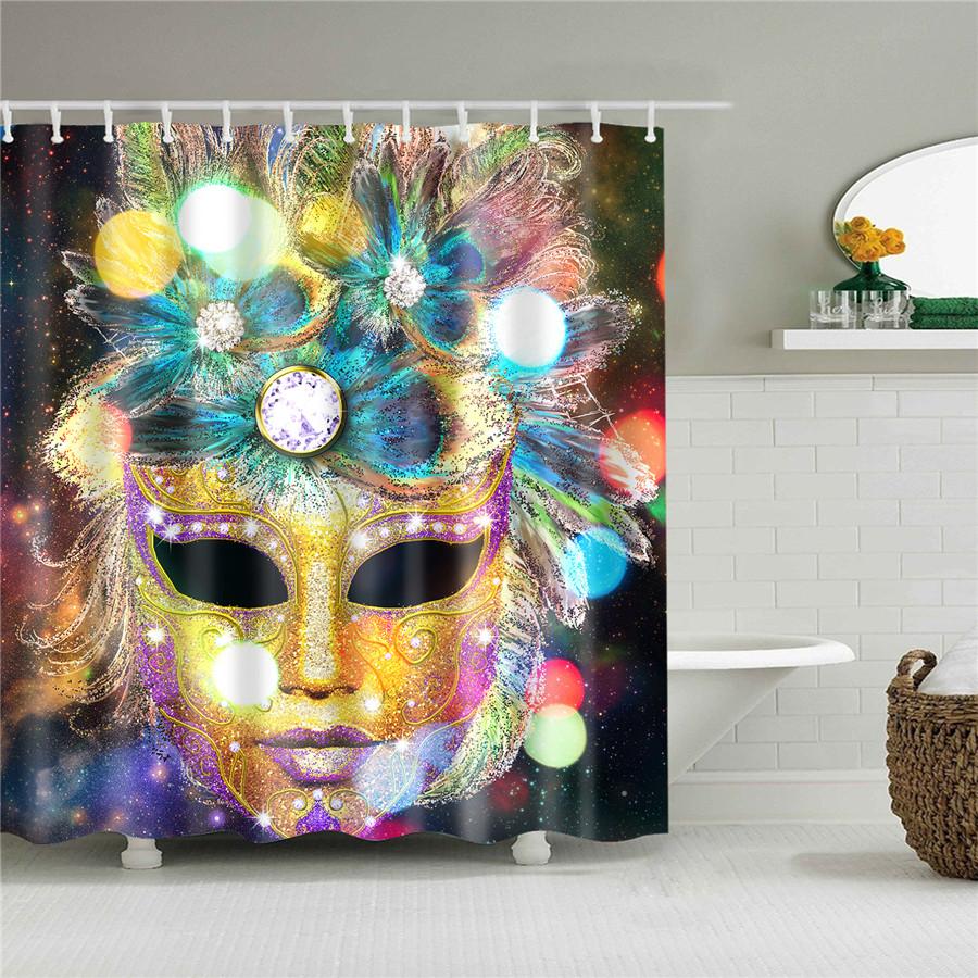 Abstract African Shower Curtain Prints Fabric Polyester Curtains For Bathroom Waterproof Bath Curtain Hooks Decoration