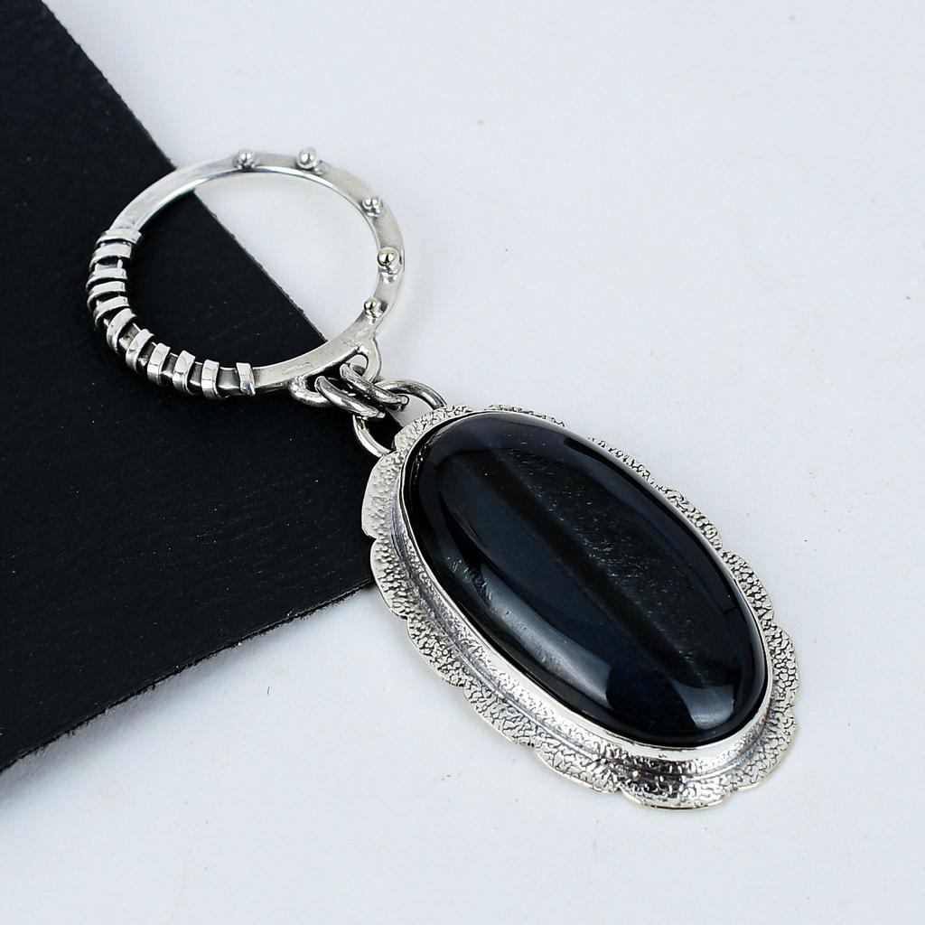 Natural Blue Tiger Eye Gemstone Silver Pendant in 925 Sterling Silver- Handmade Design, Everyday Wear Jewelry, Unique Pendant Wadding Gifts