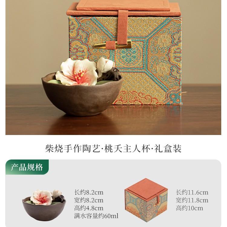 

60ml Handmade Peach Blossom Teacup Zen Tea Bowl Tea Cup Set Tea-tasting Meditation Cup Jianzhan Master Cups Flower Tea Teaset As Your Choose