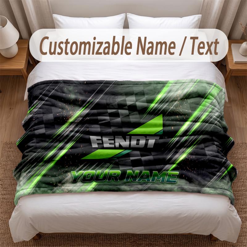 Fendt Printed Flannel Blanket Custom Name Text Soft Warm Throw For Bedroom Holiday Gift