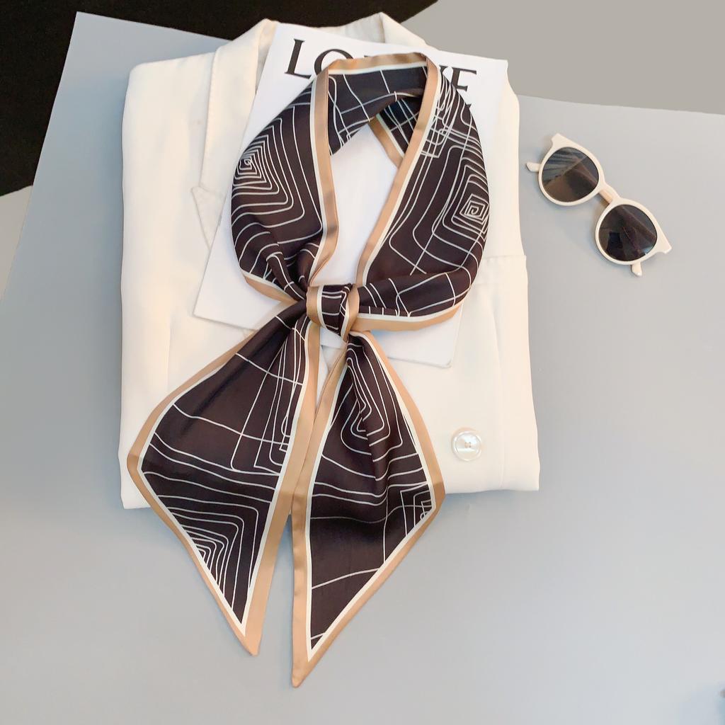 Luxusní dlouhý hedvábný šátek dámský zvířecí koňský potisk tenký úzký šátek taška gumička do vlasů stuha šátky dámský nákrčník