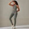 Nessaj Yoga Sets Women Workout Outfits High Waist Leggings Sleeveless Sports Top Fitness Set Seamless Gym Tracksuit