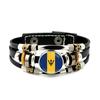 Factory National Country Flag Design Bracelet Crystal Bead Snap Button Sports National Team Jewelry Gift Leather Wrap Bracelet