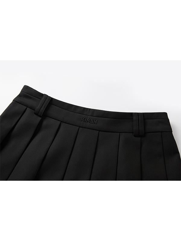 KIRSH Classic Pleated Mini Skirt [Black]