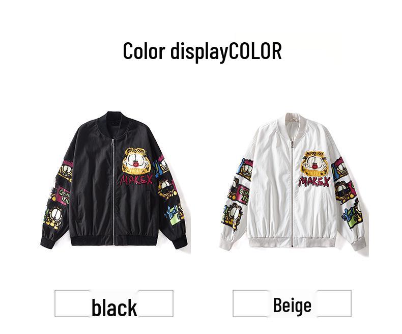 Men's Embroidered Baseball Jacket - Slim Fit, Casual Streetwear for Spring and Autumn