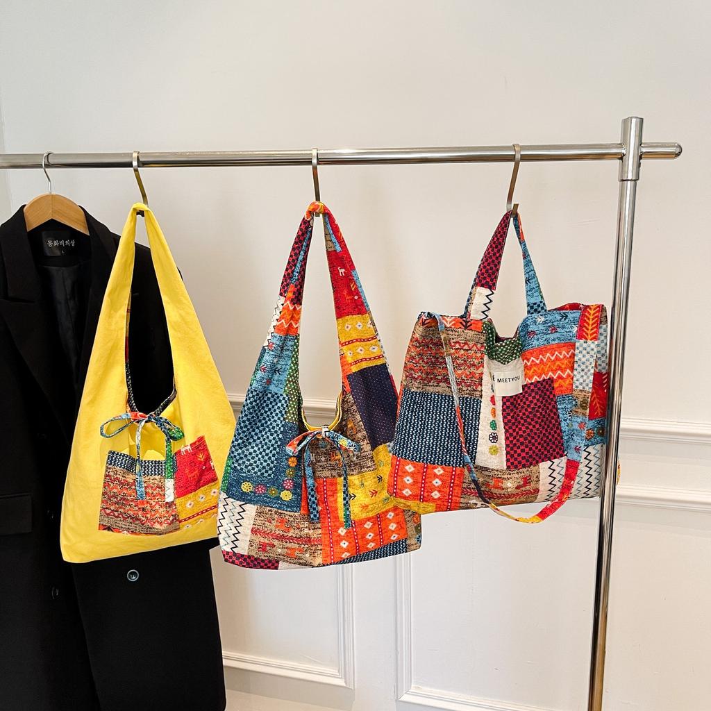 New Retro Patchwork Bag, Shoulder Bag, Large-capacity Tote Bag, Vest Bag.