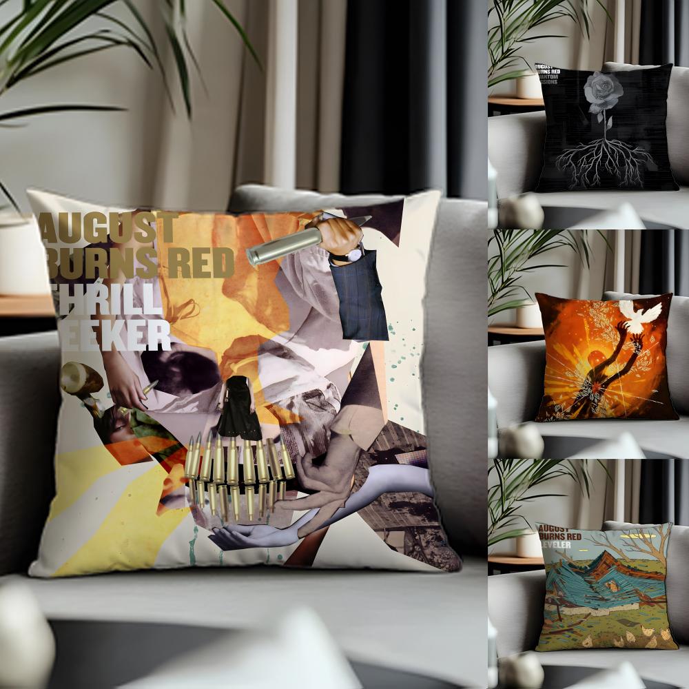 Trending AAugust Burns Reded Cushion Cover Antidustmite Pillowcase Invisible Zipper Silky Short Plush Sofa Cushion Cover