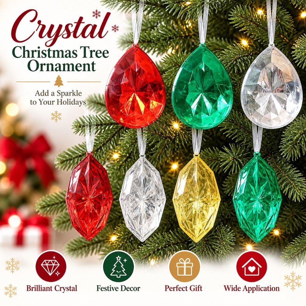 Transparent Crystal Ornament Faceted Faceted Tree Ornament  Christmas Tree Decor