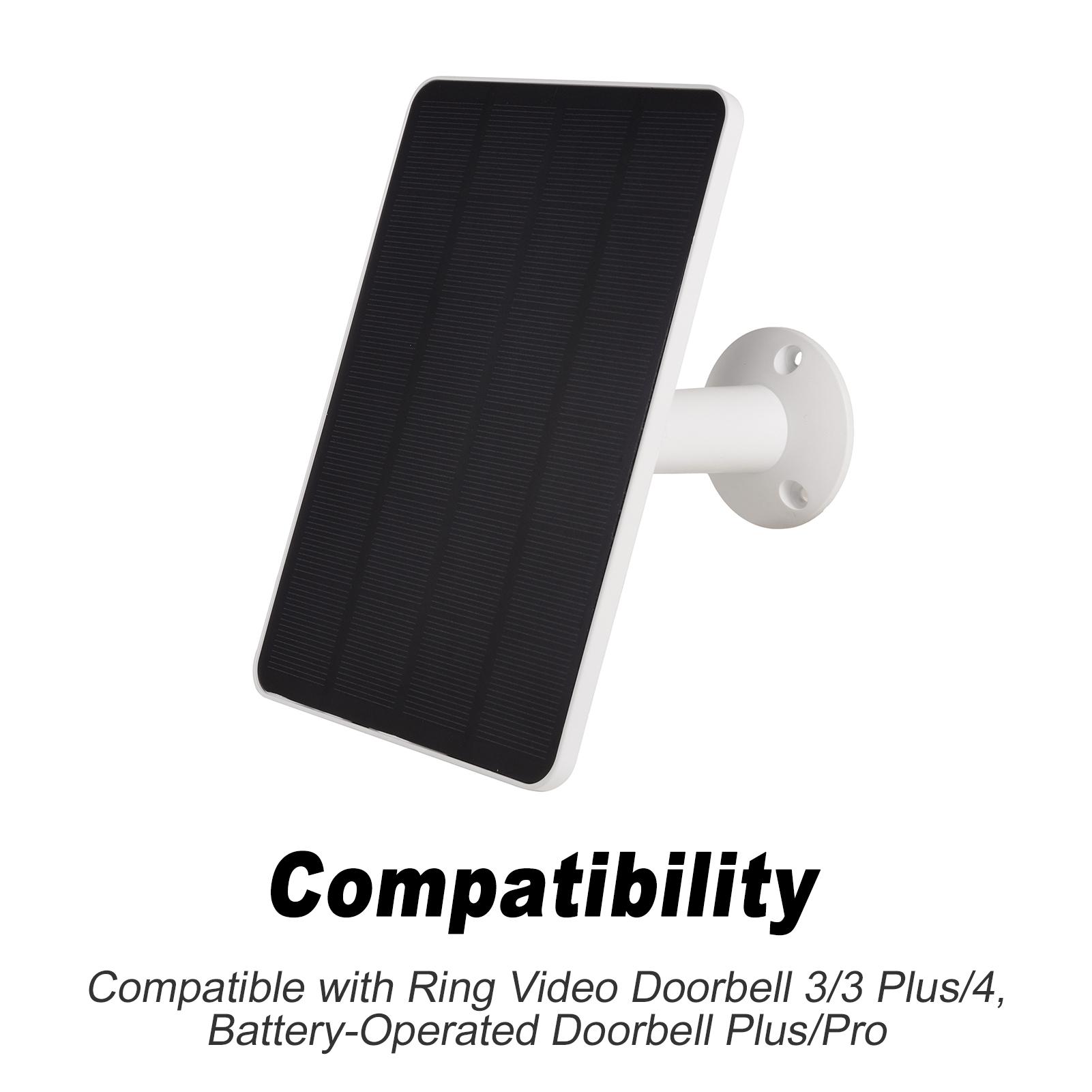 

Солнечное зарядное устройство, совместимое с Ring Video Doorbell 3 3 Plus 4, Battery Doorbell Plus Pro, Всепогодная солнечная панель белый