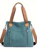 Retro Canvas Crossbody Tote with Zipper – Large Capacity Travel Shoulder Bag