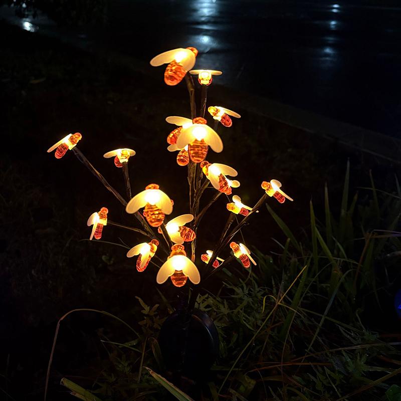 20 Leds Solar Cherry Blossom Lotus Lights Garden Light Outdoor Lawn Lights Patio Decoration Garden Aisle Ambient Landscape Light