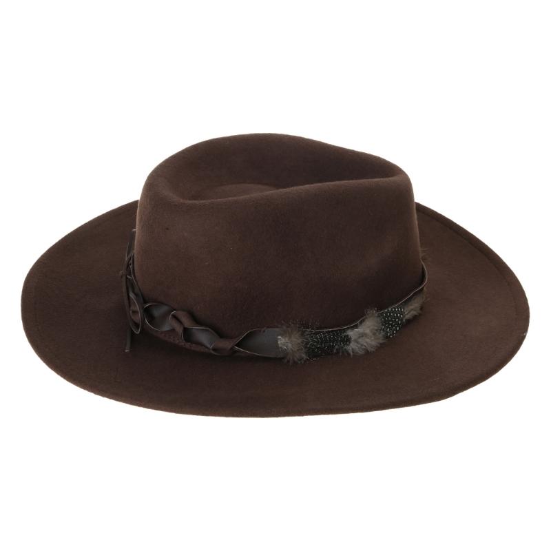 Eye Catching Western Hat Cosplay Costume Hat Stage Show Props Hat Halloween Costume Leather Belt Hat Carnivals Party Hat