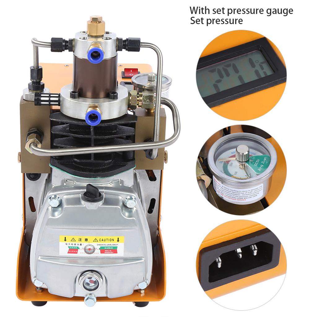 Air Compressor Pump 30MPa 4500PSI Inflator Electric Pneumatic Equipment with Pressure Gauge110V US Plug