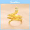 Gold Eyecatching Snake Ring For Men Featuring Dazzling Diamonds And Zodiac Elements
