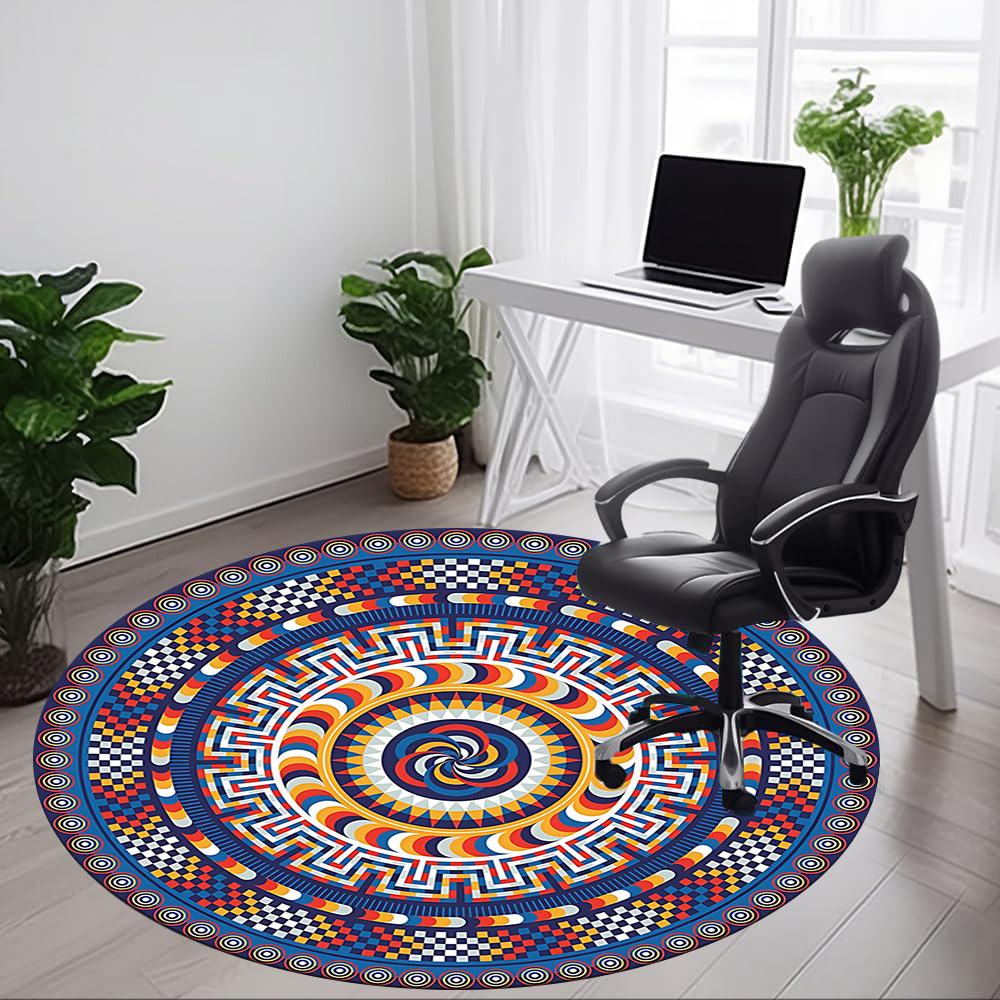 1pc Mandala Pattern Office Round Rug, Non-slip, Soft and Durable Office Rug for Interior Decoration, Perfect for Office,Decoration Yy260204083