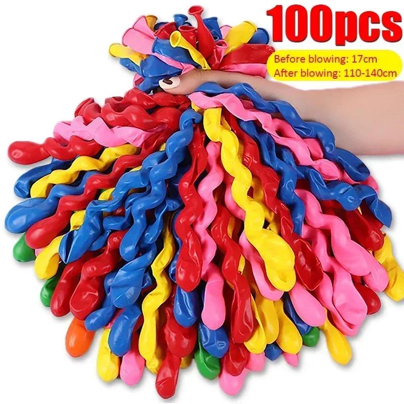 100Pcs Screw Twisted Latex Balloons Large Spiral Long Balloon for Wedding Birthday Party Christmas Home Decoration Supplies Gift
