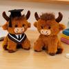 2026 Graduation Highland Cow Plush Toy with Cap Gown Soft Stuffed Animal Graduation Keepsake Toy for Preschool High School College Grads