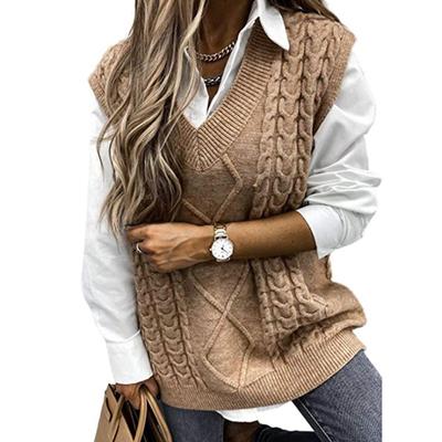 Maglione senza maniche con scollo a V da donna, pullover dal temperamento ampio