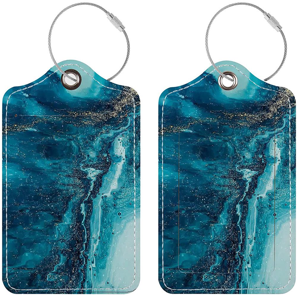 Stylish Printed Leather Luggage & ID Tag Set