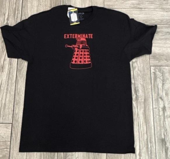 

2012 Dr Who Dalek Exterminate 2 Side Graphic Official License 100% Cotton T-shirt Mens Tees Top Size Large 2XL