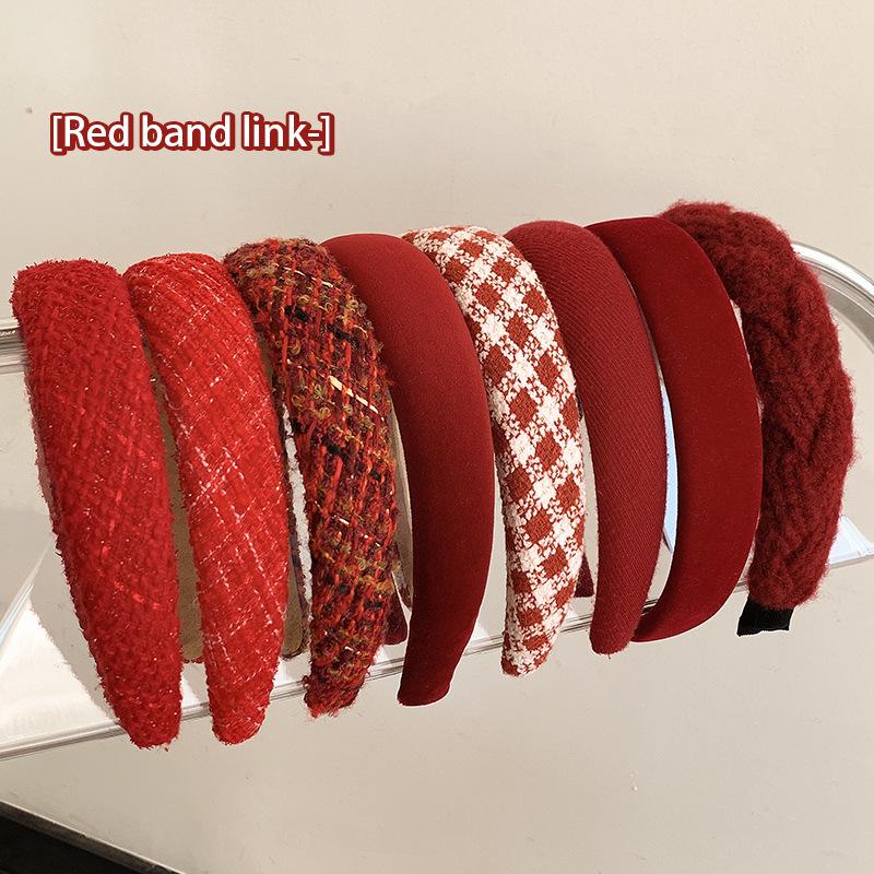 "2022 Retro Red Christmas Headband for Women: High-End Autumn/Winter Style"