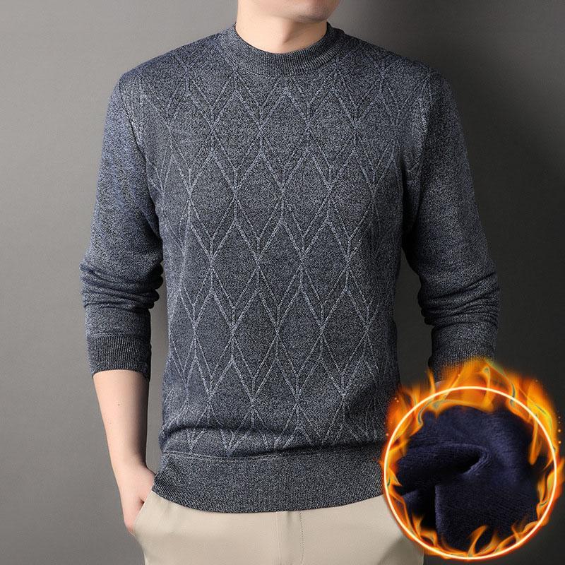 

Man Pullover Autumn Winter Solid Color Comfortable And Casual Soft Thickened Sweater With Added Velvet Sweater XXXXL світло-сірого кольору