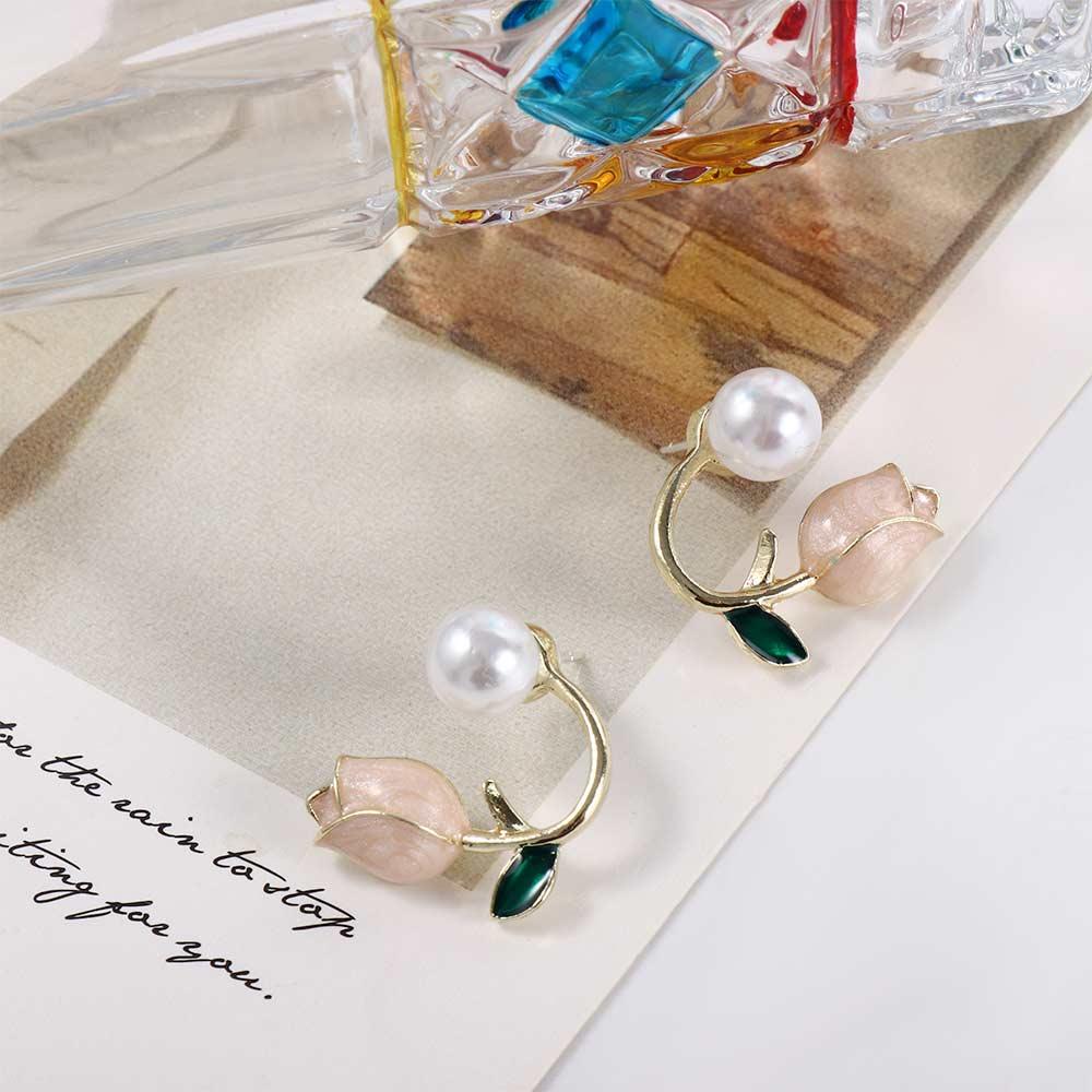 Pearls Jewelry Accessories Flower Ear Studs Women Pearl Studs Tulip Earrings Pearl Ear Hook