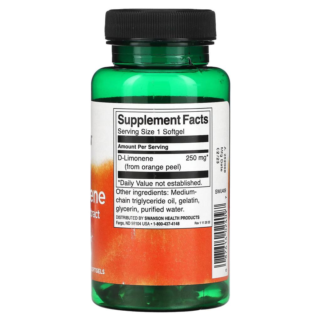 D-Limonene, Orange Peel Extract, 250Mg, 60 Softgels