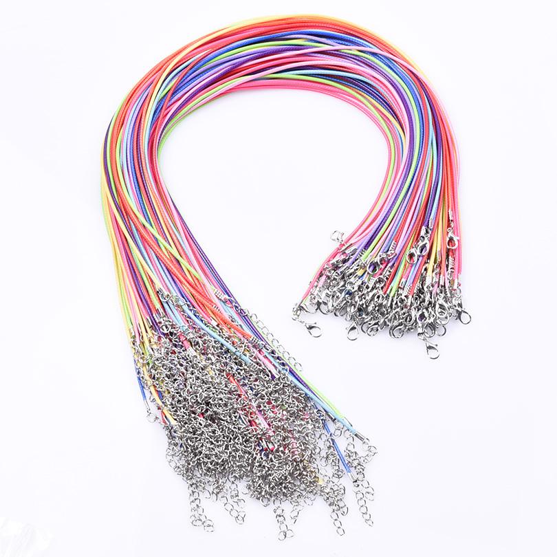 Mix Rainbow Color 102030Pcslot 50Cm Leather Rope Chain Necklace For Women Men Accessories Diy Wax Adjustable Choker Necklace